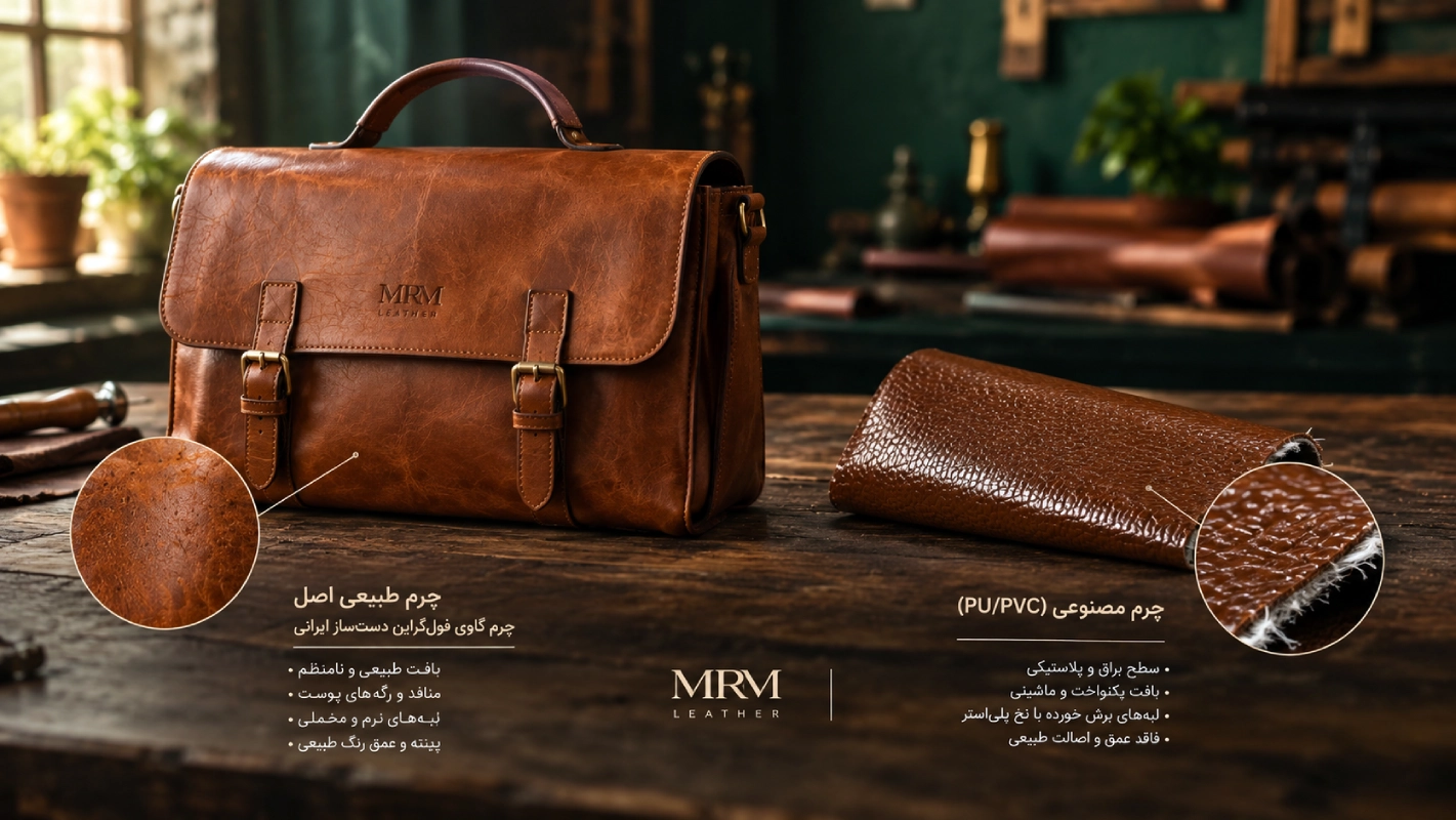 تشخیص چرم اصل از مصنوعی؛ جدول مقایسه کامل و ۱۰ روش سریع